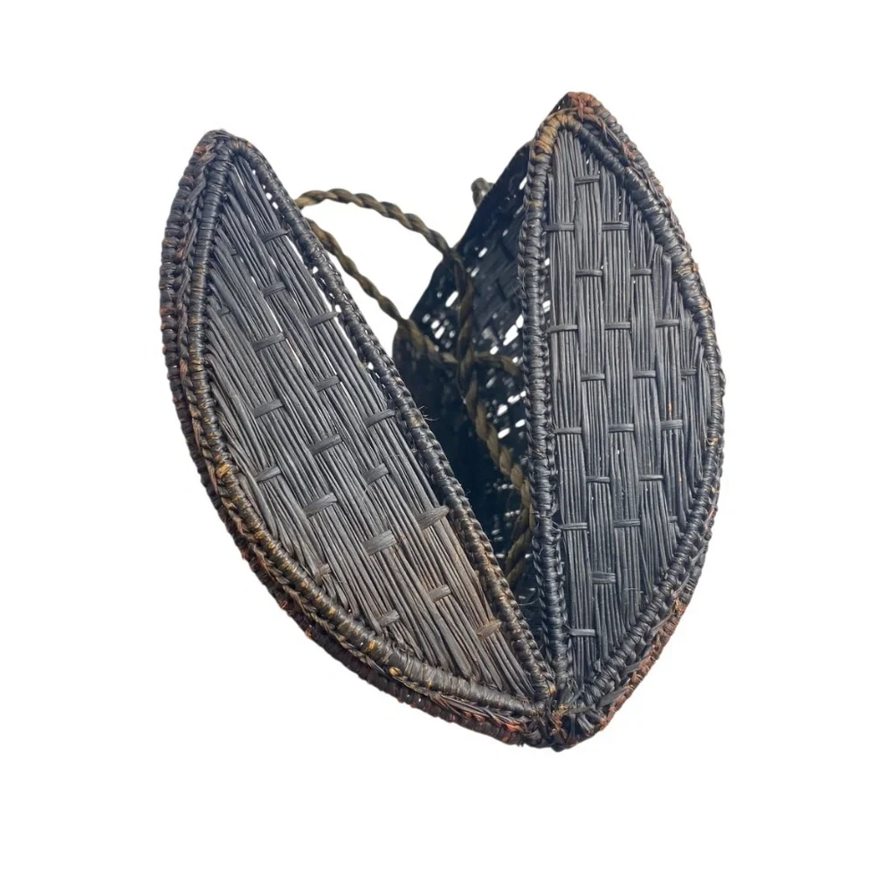 KAANAS Cuzco Vaulted Straw Wristlet in Brown